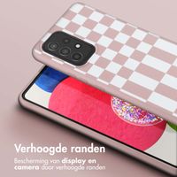 Selencia Siliconen design hoesje met afneembaar koord Samsung Galaxy A53 - Irregular Check Sand Pink