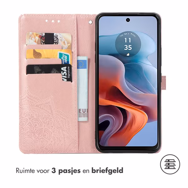 imoshion Mandala Bookcase Motorola Moto G34 - Rosé Goud