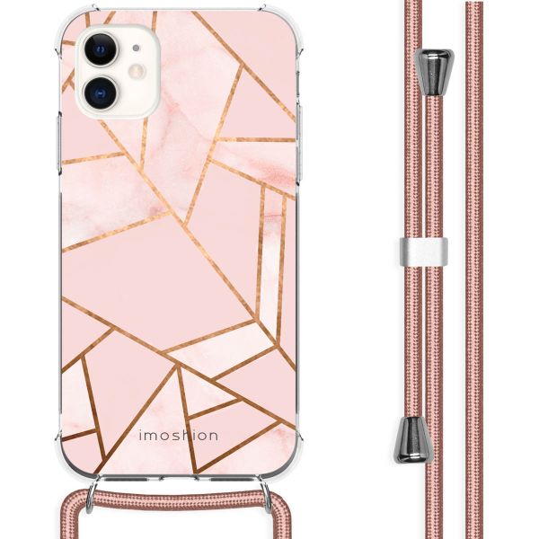 imoshion Design hoesje met koord iPhone 11 - Grafisch Koper - Roze / Goud