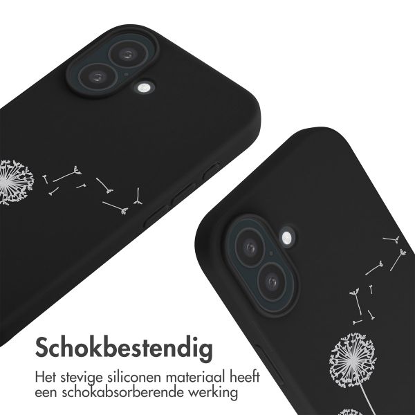 imoshion Siliconen design hoesje met koord Apple iPhone 16 - Dandelion Black