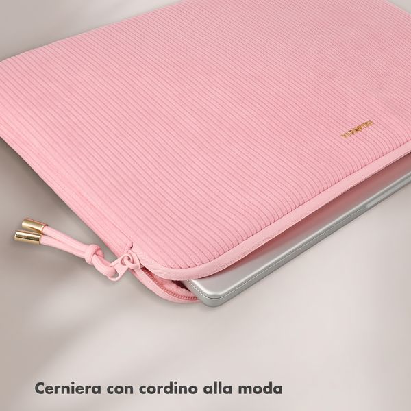 Selencia Corduroy Laptop hoes 13-14 inch - Laptopsleeve - Soft Blush