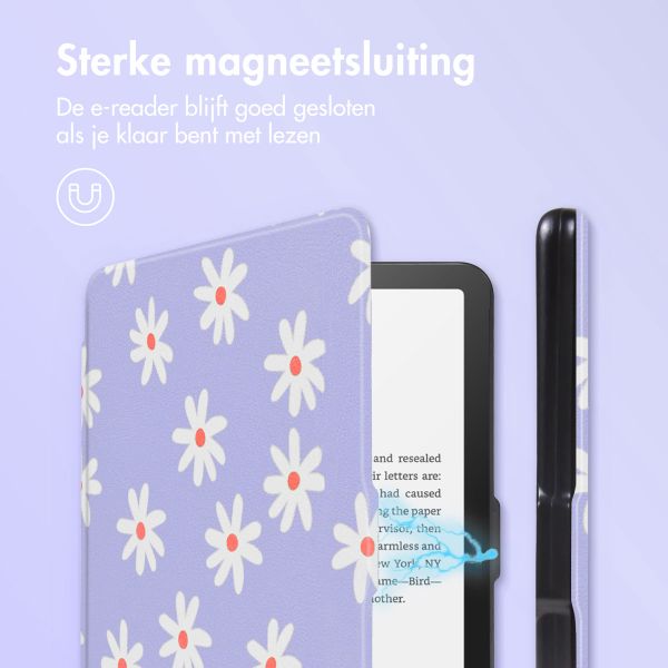 imoshion Design Slim Hard Case Bookcase Amazon Kindle Paperwhite (2024) / Paperwhite Signature Edition (2024) / Colorsoft (2024) / Colorsoft Signature Edition (2024) - Flowers Distance