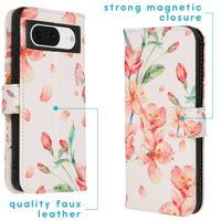 imoshion Design Softcase Bookcase Google Pixel 8 - Blossom Watercolor White