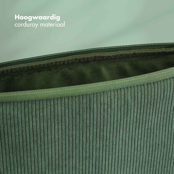 Selencia Corduroy Laptop hoes 15-16 inch - Laptopsleeve - Sage Green