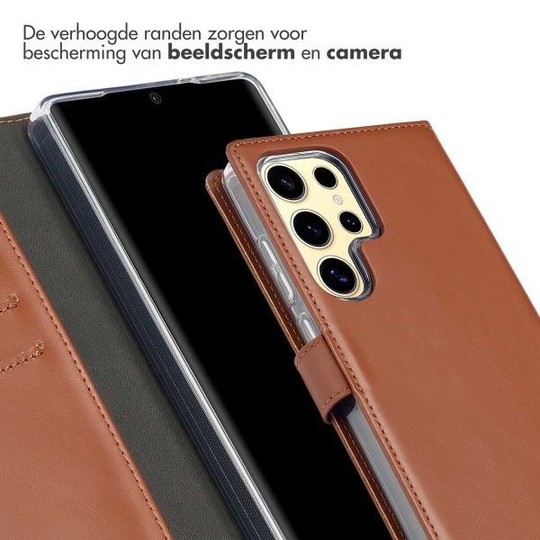 Selencia Echt Leren Bookcase Samsung Galaxy S25 Ultra - Lichtbruin