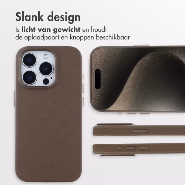 Accezz MagSafe Leather Backcover Apple iPhone 15 Pro - Coffee Brown