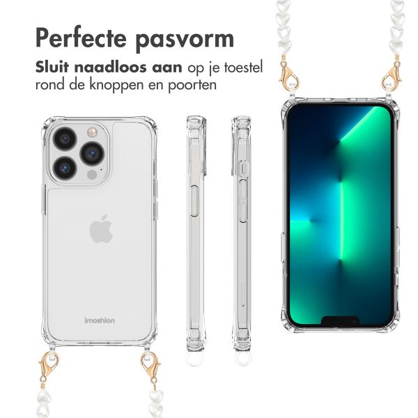 imoshion Backcover met koord + armband iPhone 13 Pro - Parels Hartjes