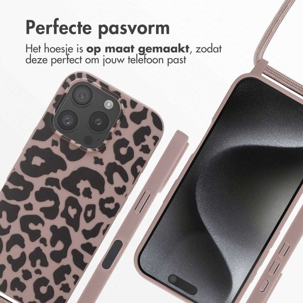 imoshion Siliconen design hoesje met koord Apple iPhone 16 Pro - Animal Pink