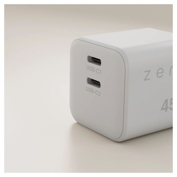 Zens Compact Oplader 2x USB-C 45W - Power Adapter - Wit