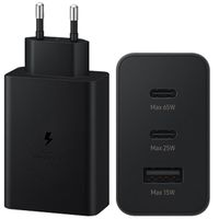 Samsung Originele Power Adapter Trio Samsung Galaxy A22 (5G) - Oplader - 2x USB-C en 1x USB aansluiting - Fast Charge - 65W - Zwart