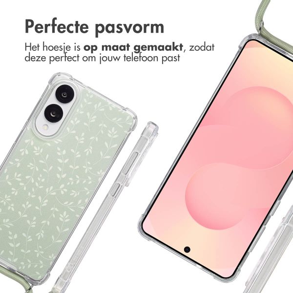 imoshion Design hoesje met koord Samsung Galaxy S25 Edge - Smoke Green Flowers