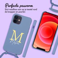 Gepersonaliseerd Color Backcover MagSafe met afneembaar koord en letter  iPhone 12 Pro - Ash Blue