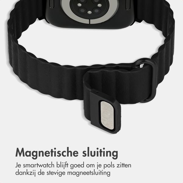 imoshion Magnetisch kunstleren bandje Apple Watch | 44/45/46/49 mm - Zwart