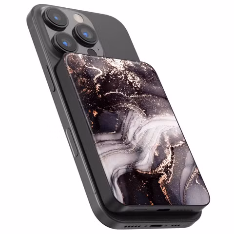 Selencia Vivid MagSafe Powerbank 5.000 mAh - Draadloze Powerbank - MagSafe en Qi2 - Black / Chic Marble Black