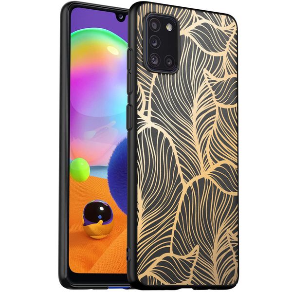 imoshion Design hoesje Samsung Galaxy A31 - Bladeren / Zwart