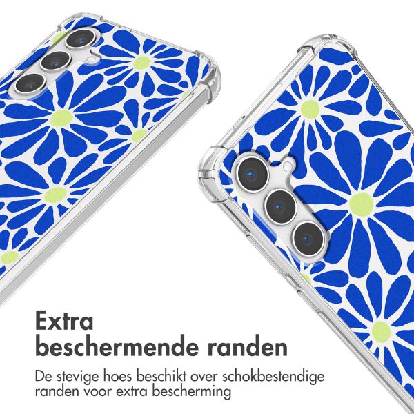 imoshion Design hoesje met koord Samsung Galaxy S24 - Cobalt Blue Flowers Connect