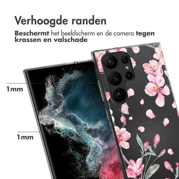 imoshion Design hoesje Samsung Galaxy S23 Ultra - Bloem - Roze