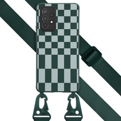 Selencia Siliconen design hoesje met afneembaar koord Samsung Galaxy A53 - Irregular Check Green