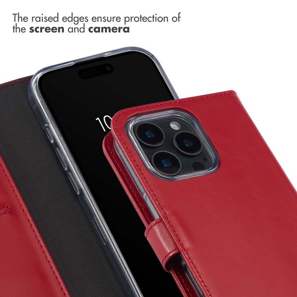 Selencia Genuine Leather Book Case Apple iPhone 16 Pro - Red