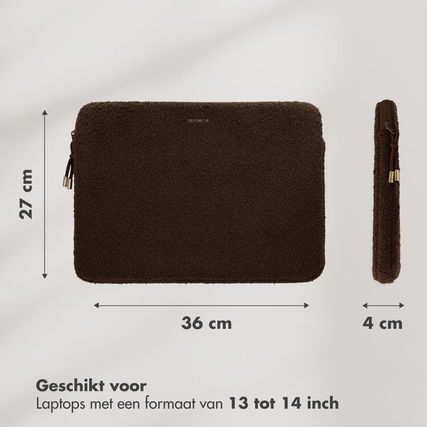Selencia Teddy Laptop hoes 13-14 inch - Laptopsleeve - Choco Brown
