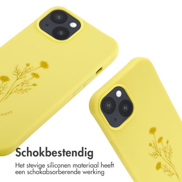 imoshion Siliconen design hoesje met koord iPhone 14 - Flower Yellow