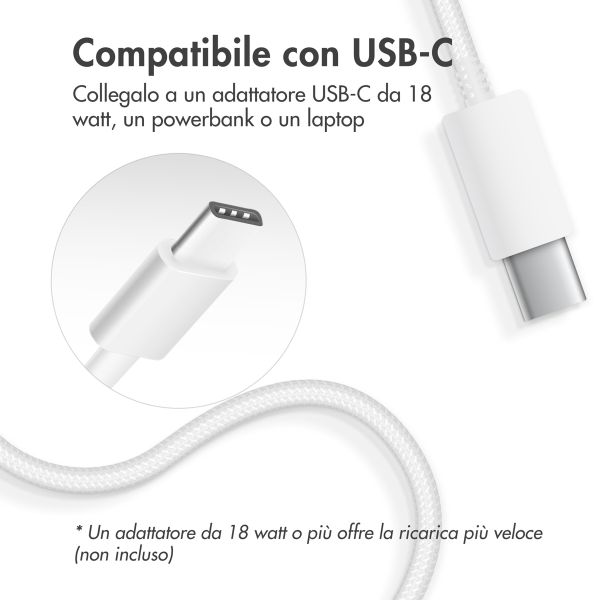 Accezz Wireless Charger USB-C - MagSafe en Qi2 Draadloze Oplader - 1 meter - Wit