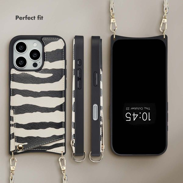 Selencia Nova Phone Case with Cord and Card Holder Apple iPhone 16 Pro - Zazzy Zebra
