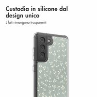 imoshion Design hoesje Samsung Galaxy S21 FE - Smoke Green Flowers