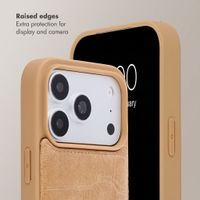 Selencia Nova Croco Phone Case with Cord and Card Holder Apple iPhone 18 Pro Max / 17 Pro Max - Toasted Almond