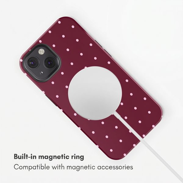 Selencia Vivid Back Cover with MagSafe Apple iPhone 13 - Happy Dots Burgundy