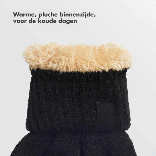 Selencia Wol Look Touchscreen Handschoenen - Vrouwen - Maat M - Zwart