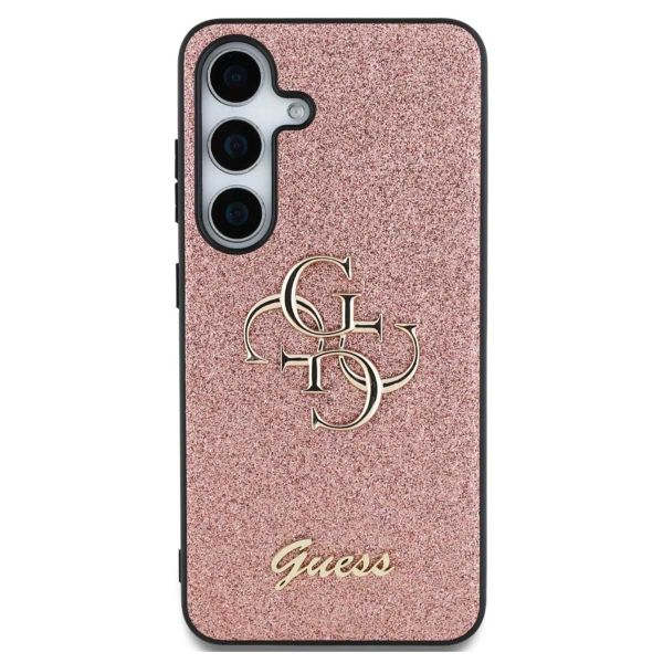 Guess 4G Metal Logo Glitter Backcover Samsung Galaxy S25 Plus - Roze