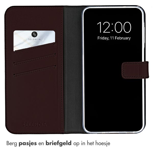 Selencia Echt Leren Bookcase Samsung Galaxy A27 (5G) - Donkerbruin
