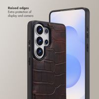 Selencia Nova Croco Phone Case with Cord and Card Holder Samsung Galaxy S26 Ultra - Choco Brown