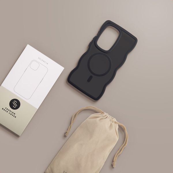 Selencia Wavy Backcover met MagSafe Samsung Galaxy S24 Ultra - Zwart