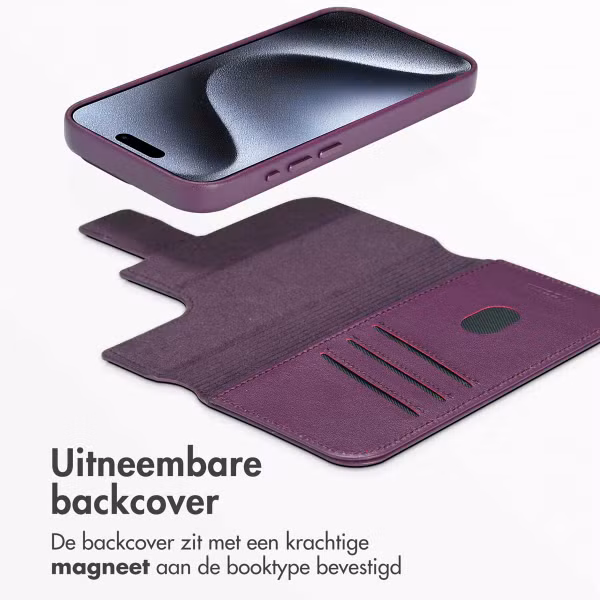 Accezz Leather Bookcase 2-in-1 met MagSafe Apple iPhone 15 Pro - Heath Purple