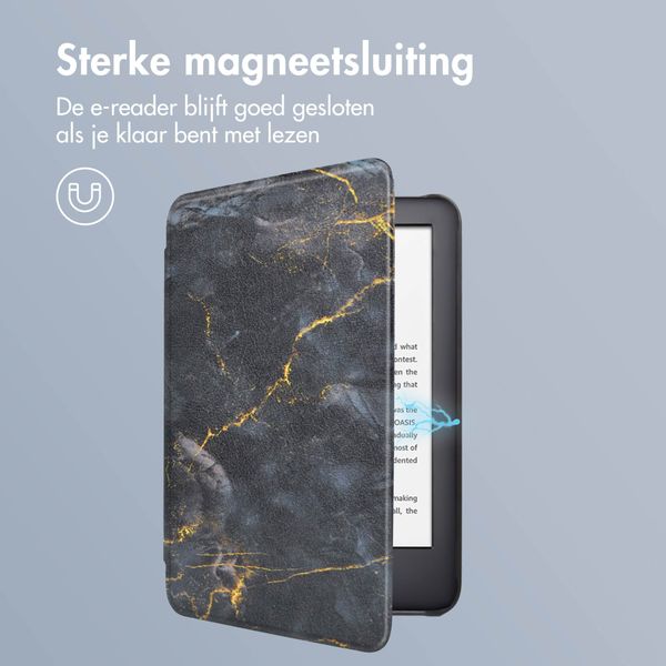 imoshion Design Slim Hard Case Bookcase Amazon Kindle (2024) / Amazon Kindle (2022) 11th gen - Black Marble