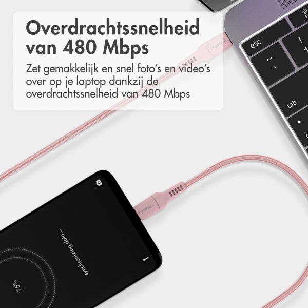 imoshion Braided USB-C naar USB-C kabel - 2 meter - Roze