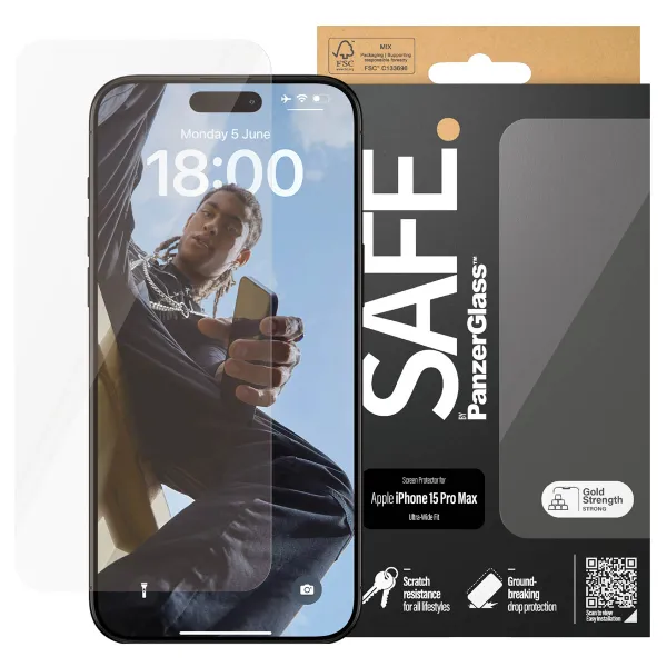 SAFE by PanzerGlass Ultra-Wide Fit Screenprotector iPhone 15 Pro Max