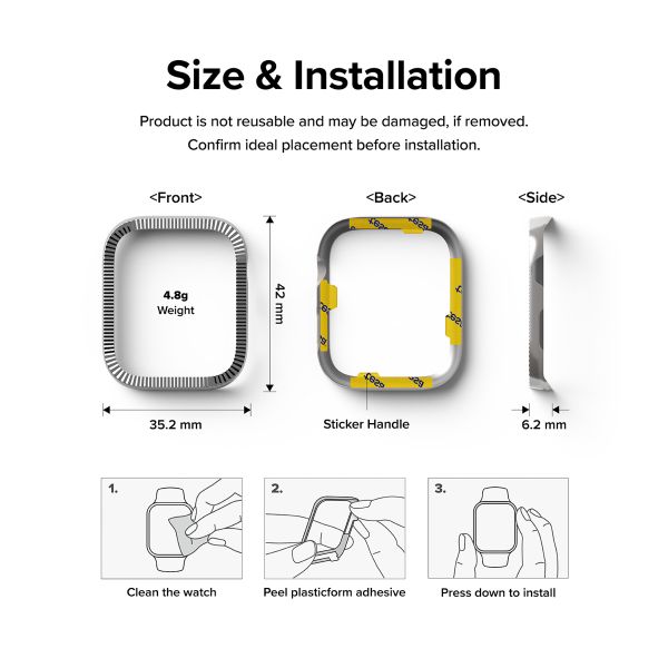 Ringke Bezel Styling Apple Watch Series 7 / 8 / 9 - 41 mm - Matte Curve Silver