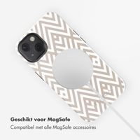 Selencia Vivid Tough Backcover met MagSafe iPhone 13 - Beige Zigzag