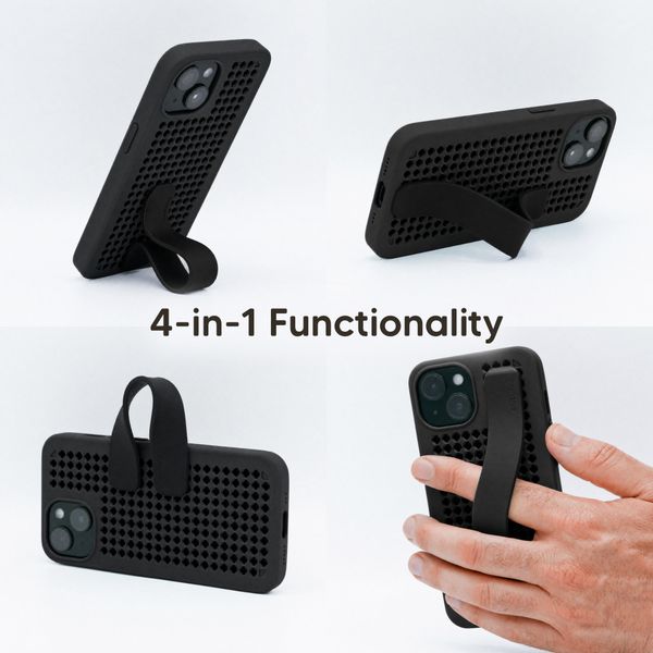 Callbuddy Hoesje met Strap Apple iPhone 17e / 16e / 15 / 14 / 13 - Epic Black