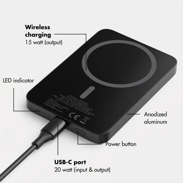 Selencia Vivid Powerbank 5,000 mAh - Wireless Powerbank - Compatible with MagSafe and Qi - Black / Choco Flower Pop