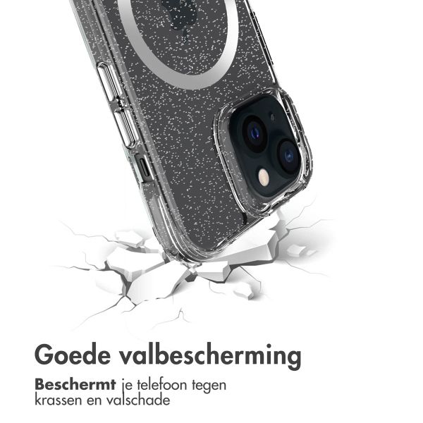 imoshion Clear Glitter Backcover met MagSafe Apple iPhone 15 - Zilver