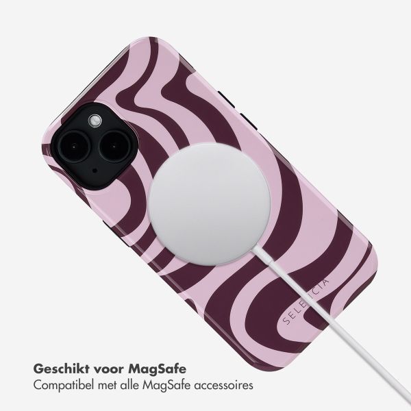 Selencia Vivid Tough Backcover met MagSafe iPhone 14 - Wavy Swirl Pink Plum