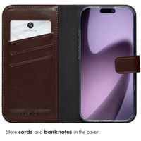 Selencia Genuine Leather Book Case Apple iPhone 17 - Brown