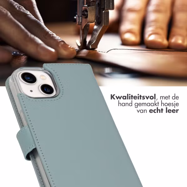 Selencia Echt Leren Bookcase Apple iPhone 14 - Air Blue