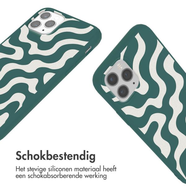 imoshion Siliconen design hoesje met koord iPhone 11 Pro - Petrol Green Groovy