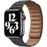 Apple Leather Link Apple Watch Series 1 t/m 9 / SE (38/40/41 mm) | Series 10 / 11 (42 mm) - Maat S/M - Zwart