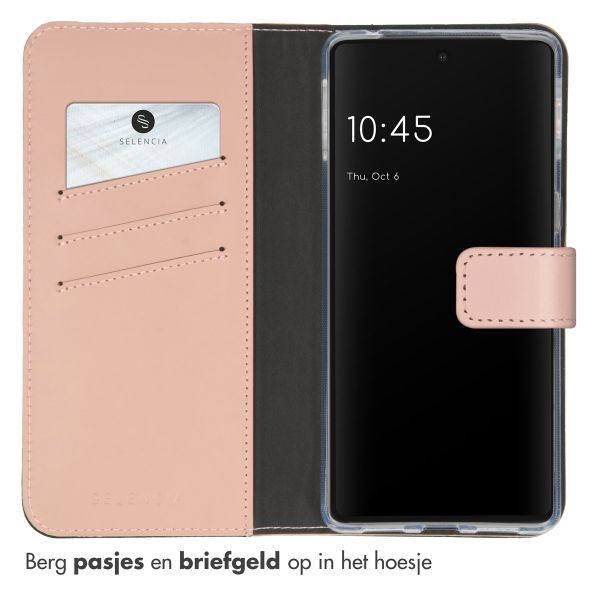Selencia Echt Leren Bookcase Google Pixel 7 Pro - Roze